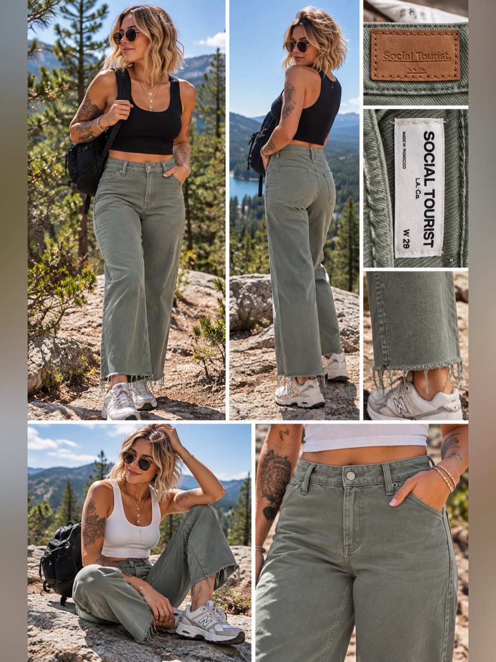 Social Tourist Ultra High Rise Straight Leg Jeans Sage Green Size 29